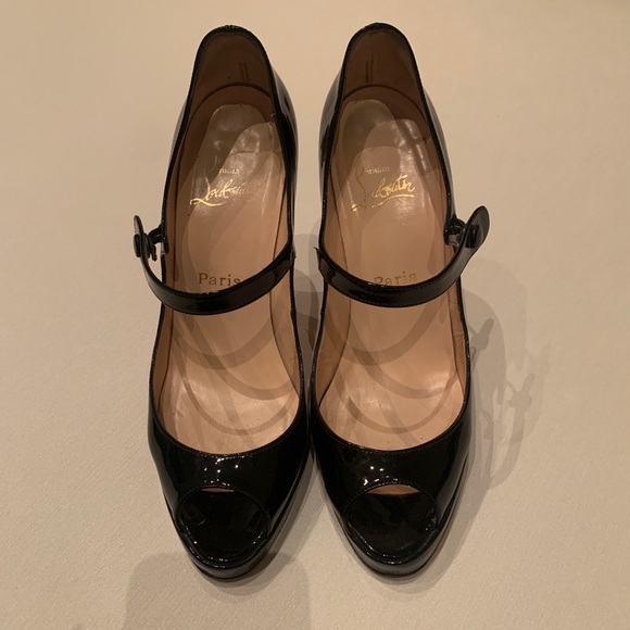 Christian Louboutin black patent open toe pumps - Picture 3 of 8